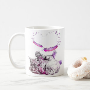 Katze Tasse Herz Feder