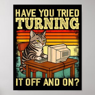 Katze Tech Ingenieur Suprt Humor Tech Computer Es Poster