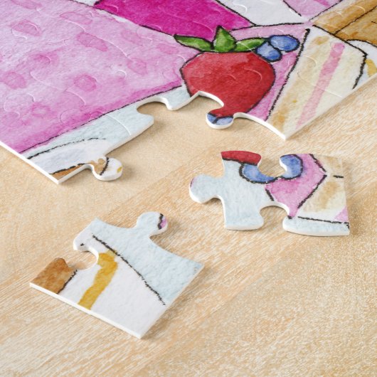 Katze, Teddybär, Puzzle für Tee-Party (Seite)