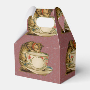 Katze Teetasse Niedlich Vintage Viktorianisch Haus Geschenkschachtel