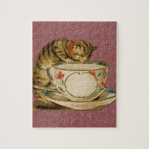 Katze Teetasse Süß Vintage Viktorianisch Haustier Puzzle