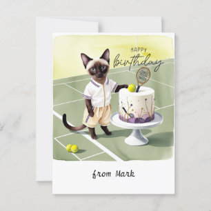 Katze Tennisspieler zum Geburtstagswünsche Postkarte