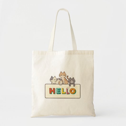 Katze, Textfeld, Doodle Tragetasche (Vorne)
