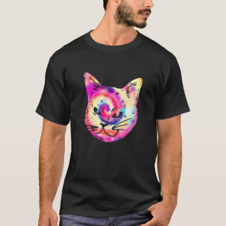 Katze Tie Dye Kätzchen Kitty Katze Mama Katze Papa T-Shirt