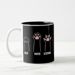 Katze Tier Haustier Liebhaber Schere Stein Papier  Zweifarbige Tasse