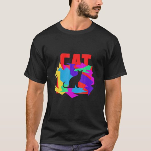 Katze Tier Mosaik Puzzle T-Shirt (Vorderseite)