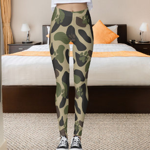 Katze Tier Pfote Tarnmuster Grau Oliv Braun Leggings