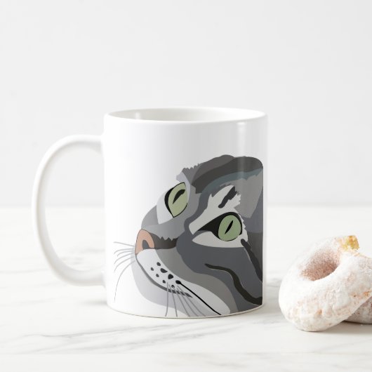 Katze Tieraugen Haustier Kaffeetasse (Mit Donut)