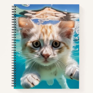 Katze Tierspass Wasserspielen im Freien Notizblock