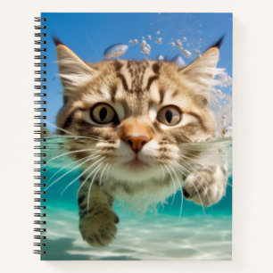 Katze Tierspass Wasserspielen im Freien Notizblock