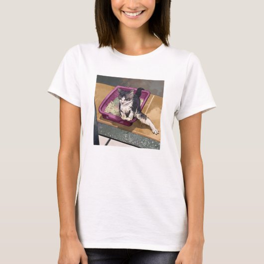 Katze Toilettensand mit Leine Funny T-Shirt (Vorderseite)