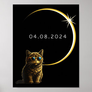 Katze Totale Sonnenfinsternis 2024 Totalität Lusti Poster