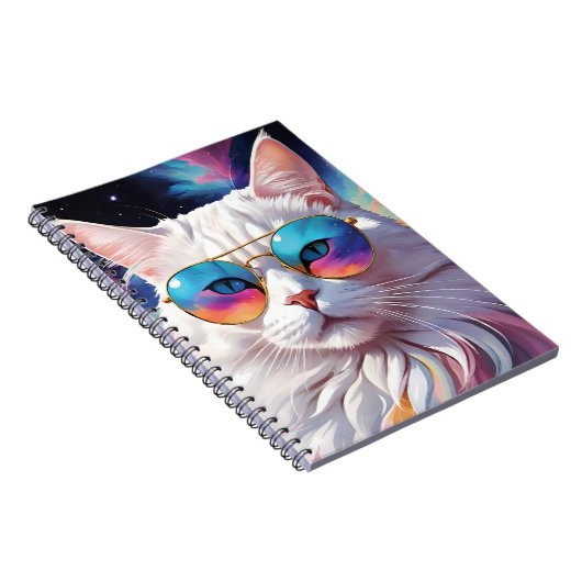 Katze trägt eine Brille im Weltraum Notizblock (Rechte Seite)