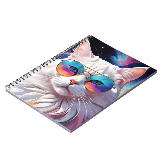 Katze trägt eine Brille im Weltraum Notizblock (Linke Seite)