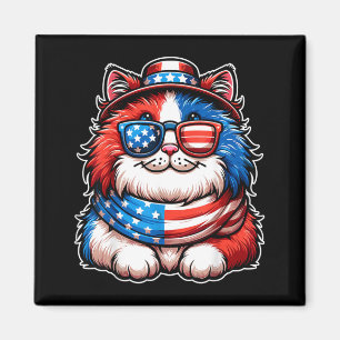 Katze trägt Sonnenbrille USA-Flagge Patriotische s Magnet