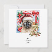 Katze trägt Weihnachtsmannmütze für Weihnachts-Par Save The Date (Vorderseite)