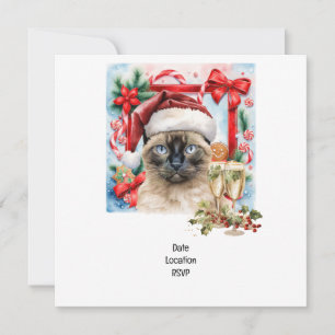 Katze trägt Weihnachtsmannmütze für Weihnachts-Par Save The Date
