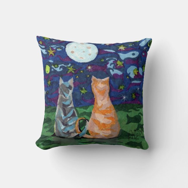 Katze träumt umschaltbare Kunst Kissen (Vorderseite)