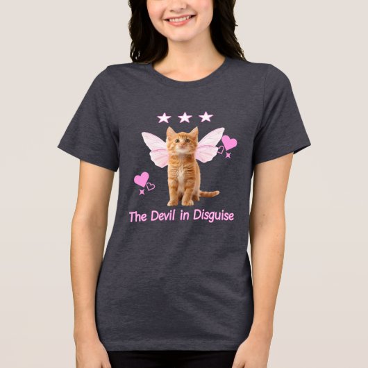 Katze Tri-Blend Shirt (Vorderseite)