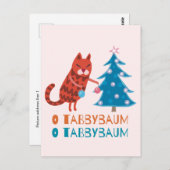 Katze trimmt den Weihnachtsbaum Postkarte (Vorne/Hinten)