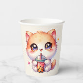 Katze trinken Boba Niedliche Blase Tee Party Pappbecher (Rückseite)