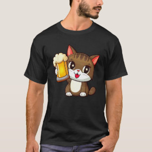 Katze trinkt Bier Camping Biertrinken Papa Mama T-Shirt