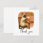 Katze trinkt Bier in Irish Pub Dankeskarte (Vorne/Hinten)