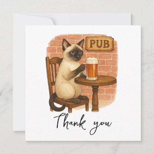 Katze trinkt Bier in Irish Pub Dankeskarte (Vorderseite)