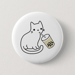 Katze trinkt Boba-Milchtee Bobalogie Hoodie Button