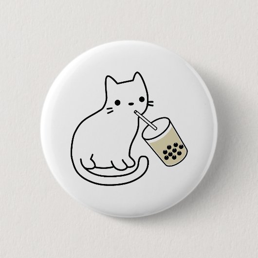 Katze trinkt Boba-Milchtee Bobalogie Hoodie Button (Vorderseite)