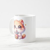 Katze trinkt Boba Niedliche Blase Tee Kaffeetasse (Vorderseite Links)