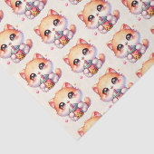 Katze trinkt Boba Niedliche Blase Tee Seidenpapier (Ausschnitt)