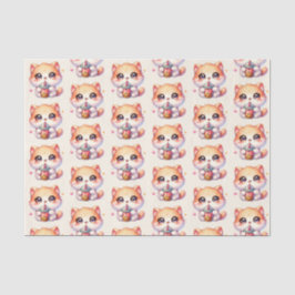 Katze trinkt Boba Niedliche Blase Tee Seidenpapier