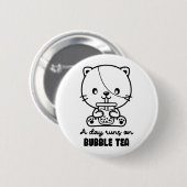 Katze trinkt Bubble Tea, Boba Tea Clipart Button (Vorne & Hinten)