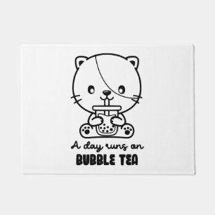 Katze trinkt Bubble Tea, Boba Tea Clipart Fußmatte