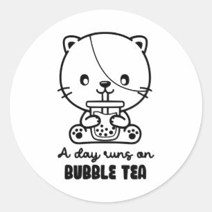 Katze trinkt Bubble Tea, Boba Tea Clipart Runder Aufkleber