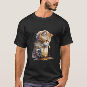 Katze trinkt Cappuccino T-Shirt