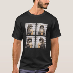Katze trinkt Eiskaffee Lustiges Mugshot-Tier-Meme T-Shirt