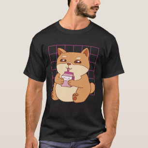 Katze trinkt Erdbeermilch T-Shirt