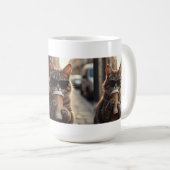 Katze trinkt Kaffee auf einer Straße Kaffeetasse (VorderseiteRechts)