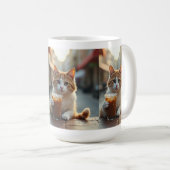 Katze trinkt Kaffee auf einer Straße Kaffeetasse (VorderseiteRechts)