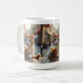 Katze trinkt Kaffee auf einer Straße Kaffeetasse (Vorderseite Links)