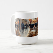 Katze trinkt Kaffee auf einer Straße Kaffeetasse (Vorderseite Links)