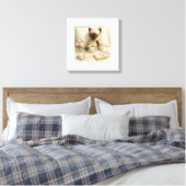 Katze trinkt Kaffee im Bett Leinwanddruck (Insitu (Schlafzimmer))