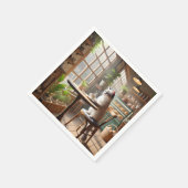 Katze trinkt Kaffee im Café Serviette (Ecke)