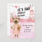 Katze trinkt Kaffee Pajama Party Postkarte (Vorne/Hinten)