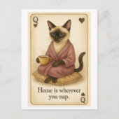 Katze trinkt Kaffee Postkarte (Vorderseite)