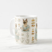 Katze trinkt Nachmittagstee London England Kaffeetasse (Vorderseite Links)