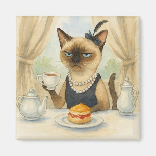 Katze trinkt Nachmittagstee Magnet