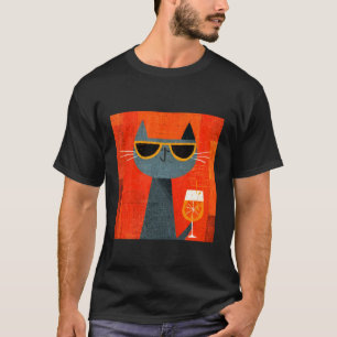 Katze trinkt Orange Getränk auf eine coole Art T-Shirt